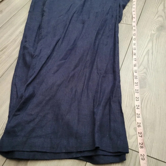 D&Co. Women's Wide Legs Pants Size 4X Blue Solid Linen Comfort Drawstring Pocket - Picture 9 of 10